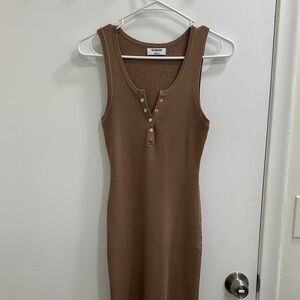 The Workshop taupe / light brown / tan Ribbed Midi Dress